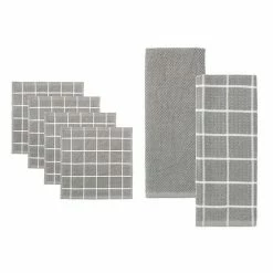 Food Network Area 42 Food Network® Windowpane Grid Dishcloth & Kitchen Towel 6-pk. Gray