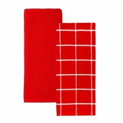 Food Network™ Windowpane Grid Kitchen Towel 2-pk. Red -Food Network Area unnamed file 629
